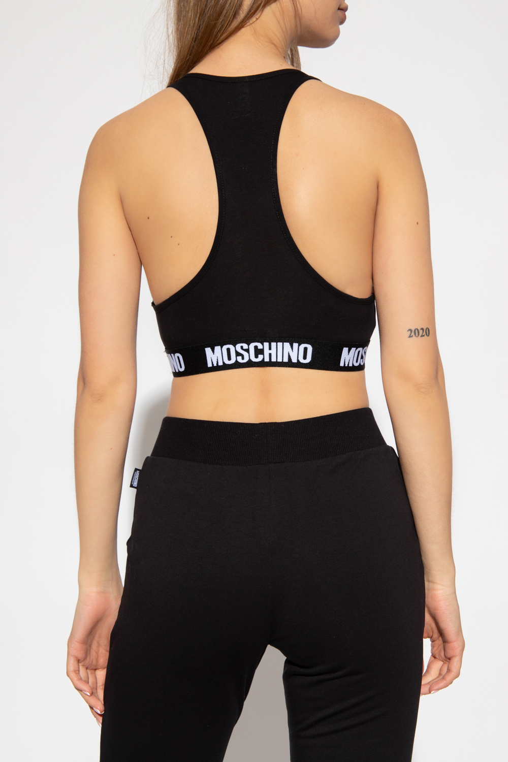 Moschino logo discount crop top